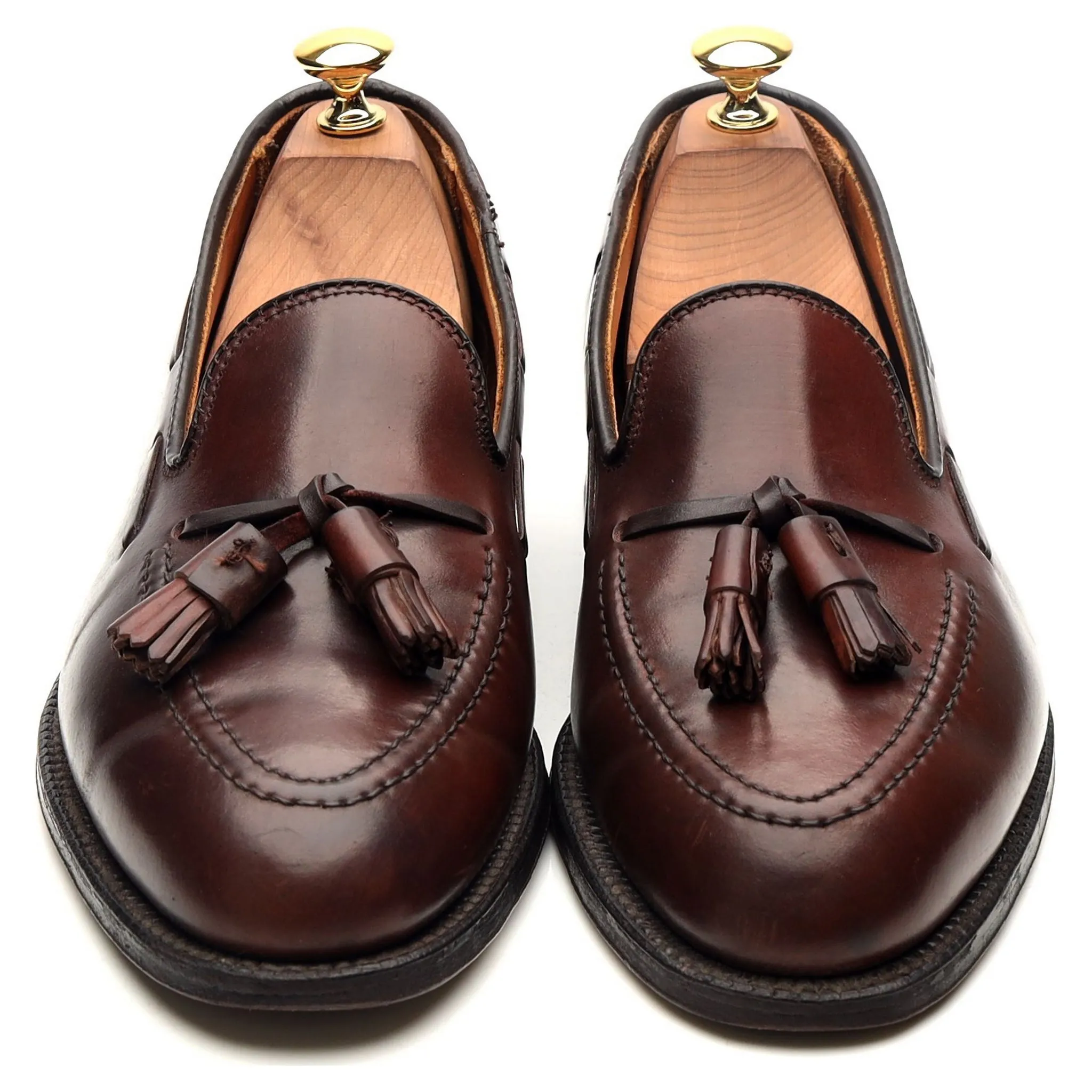 '563' Burgundy Cordovan Leather Tassel Loafers UK 7 US 7.5