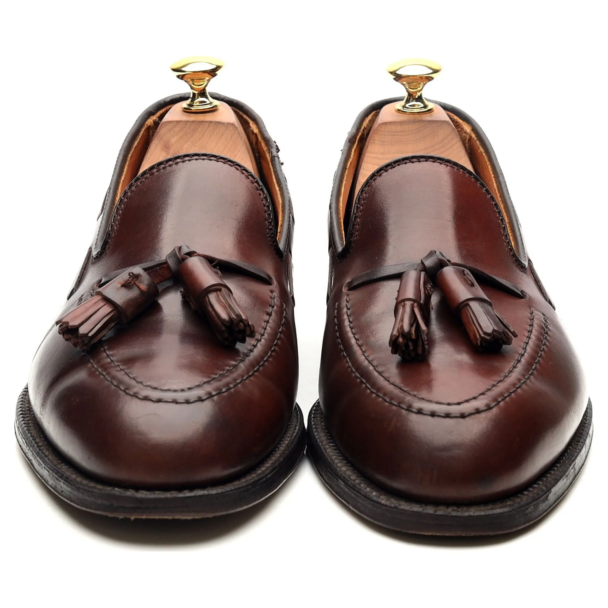 '563' Burgundy Cordovan Leather Tassel Loafers UK 7 US 7.5