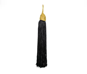 Black & Metallic Gold Tassel Piece | Decorative Black and Gold Key Tassel | Furniture Pillow Accessory