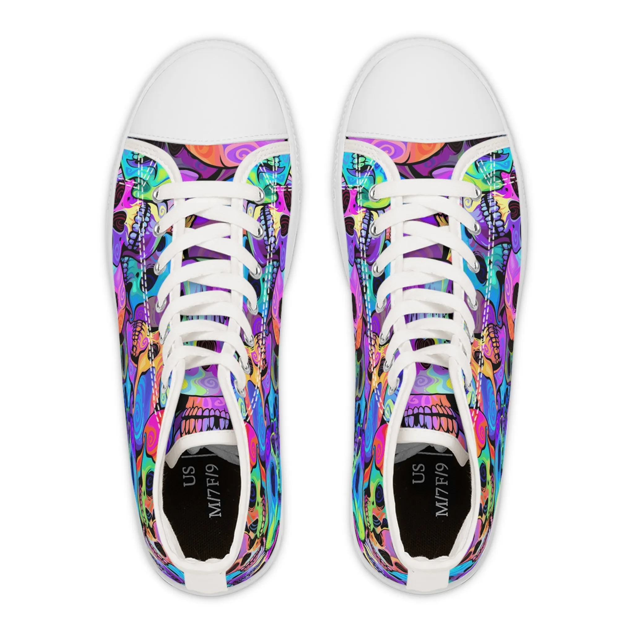 Bright Colored Skeleton Women's High Top Sneakers