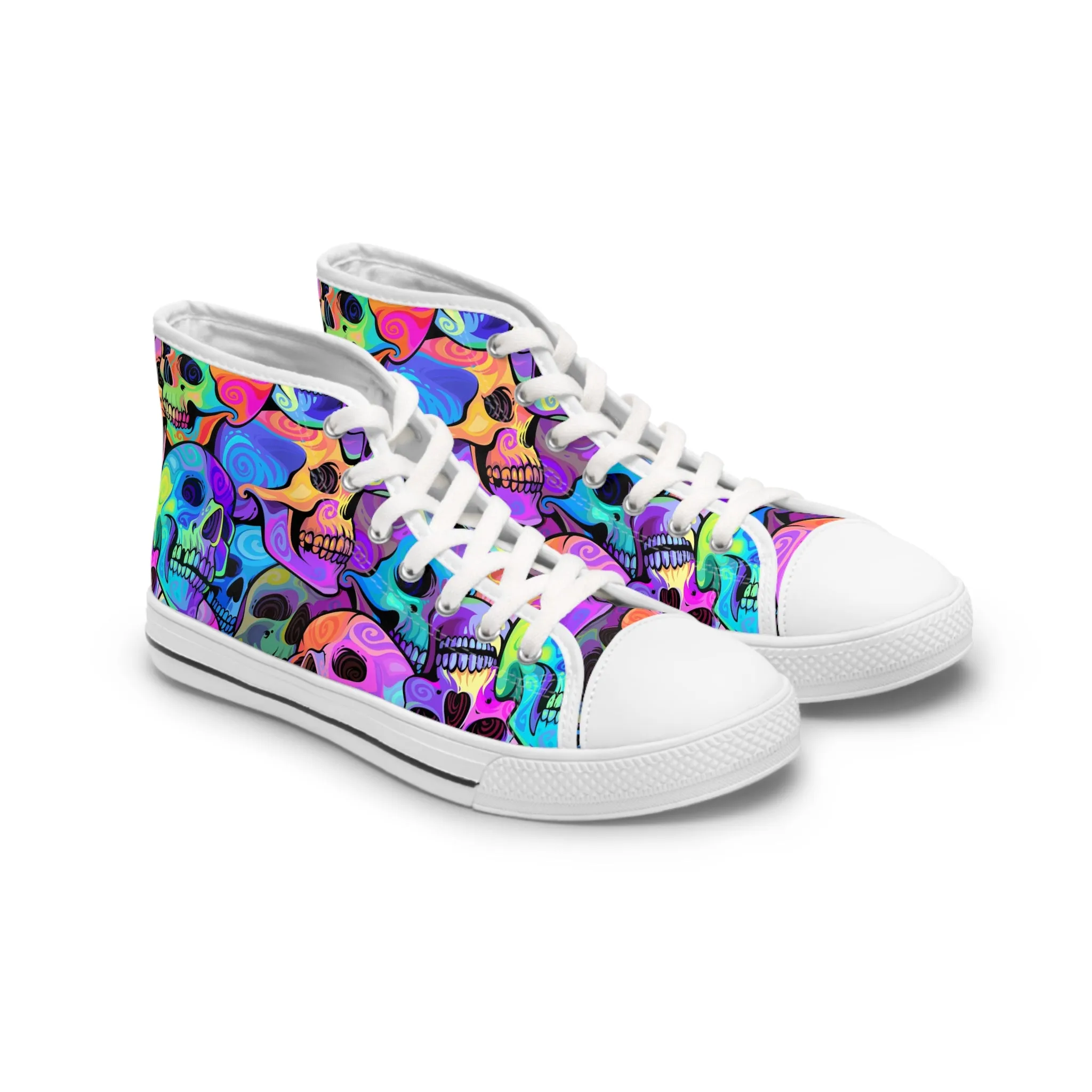 Bright Colored Skeleton Women's High Top Sneakers