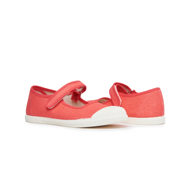 Canvas Mary Jane Captoe Sneakers In Coral