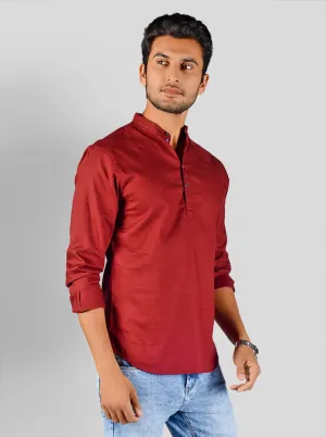 Chilli Pepper Red Solid Slim Fit Casual Shirt | Greenfibre