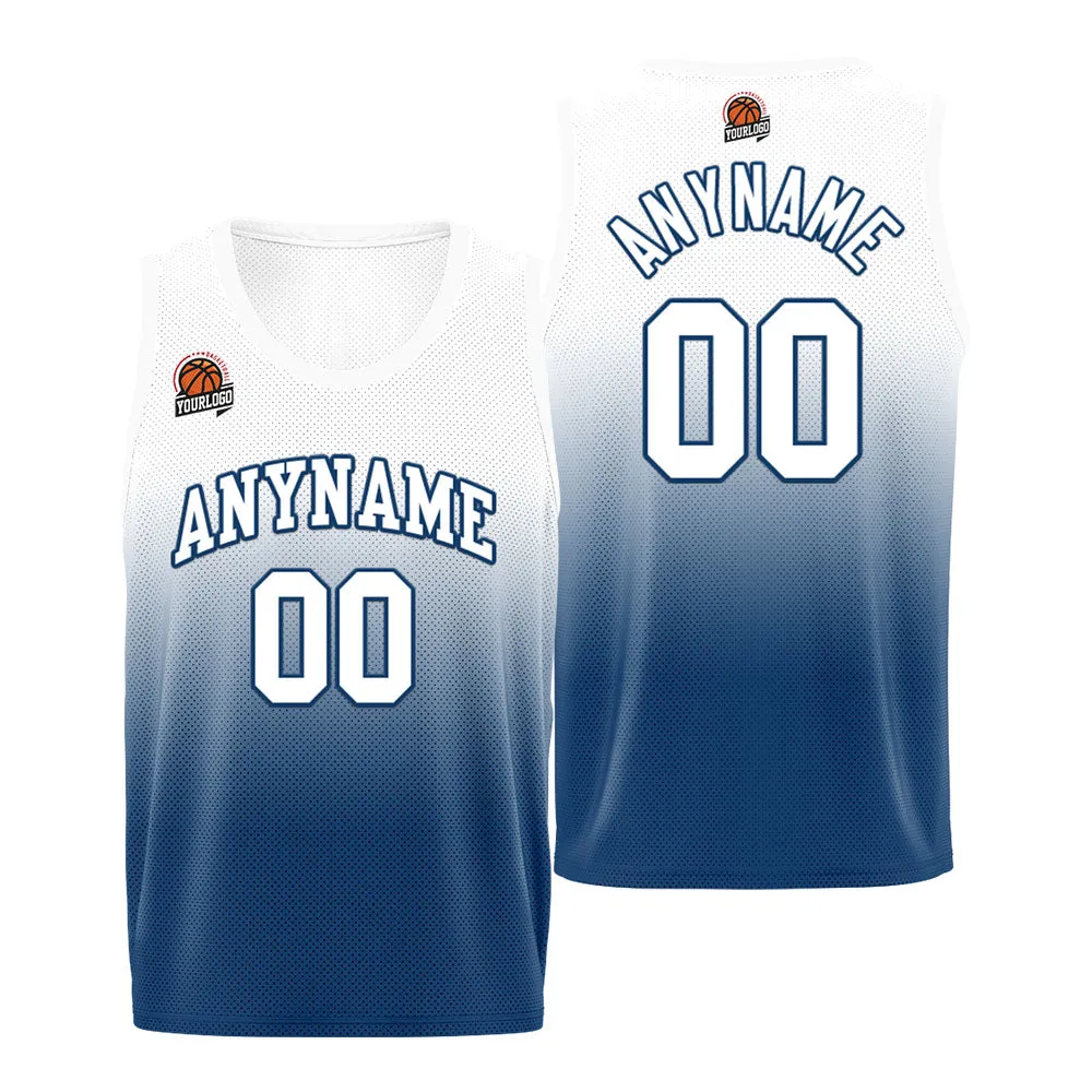 Custom Basketball Jersey Personalized Stitched Team Name Number Logo Blue&Navy