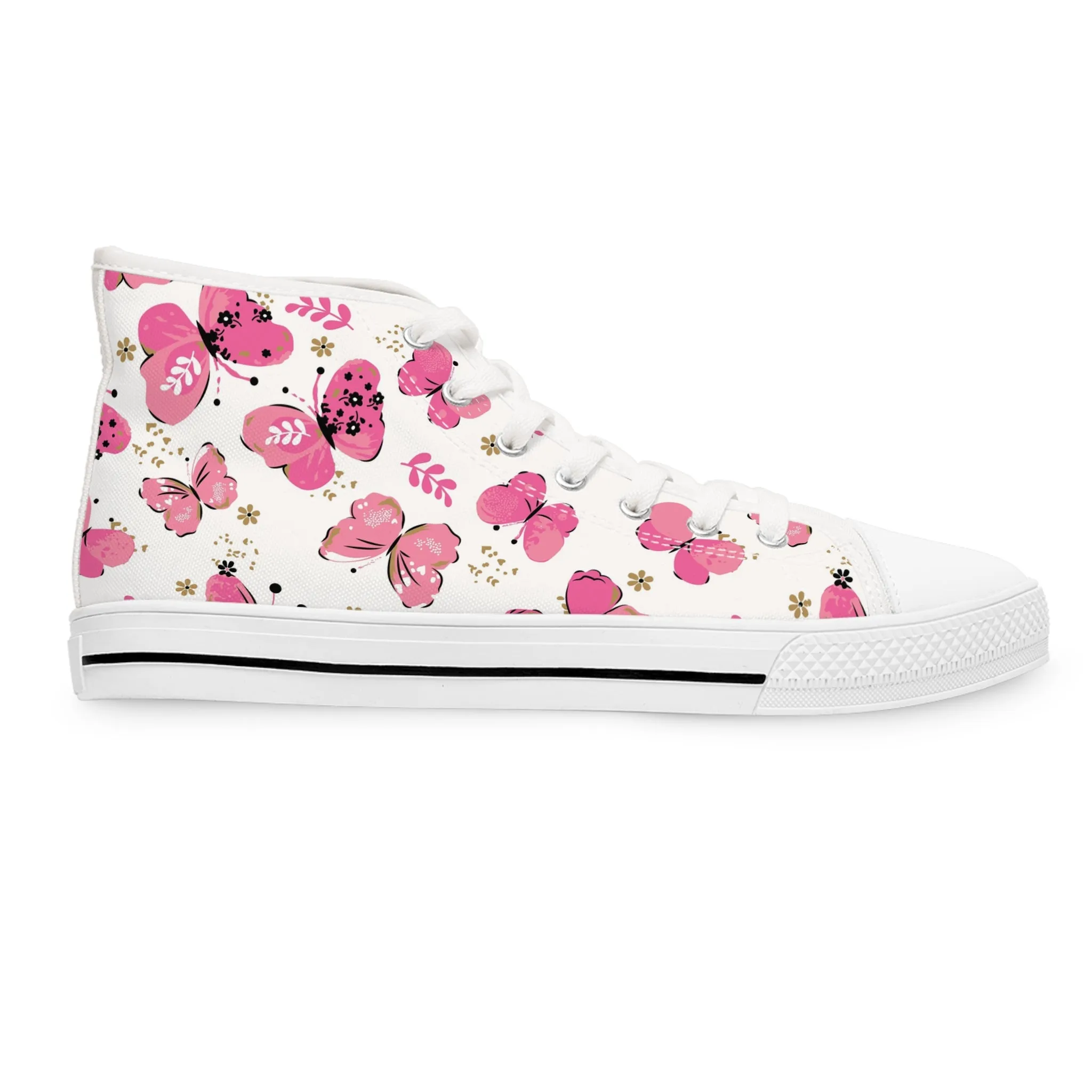 Cute Pink Butterflies Women's High Top Sneakers