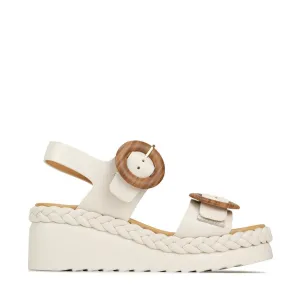 EOS Menorca Platform Sandal in Bone Leather