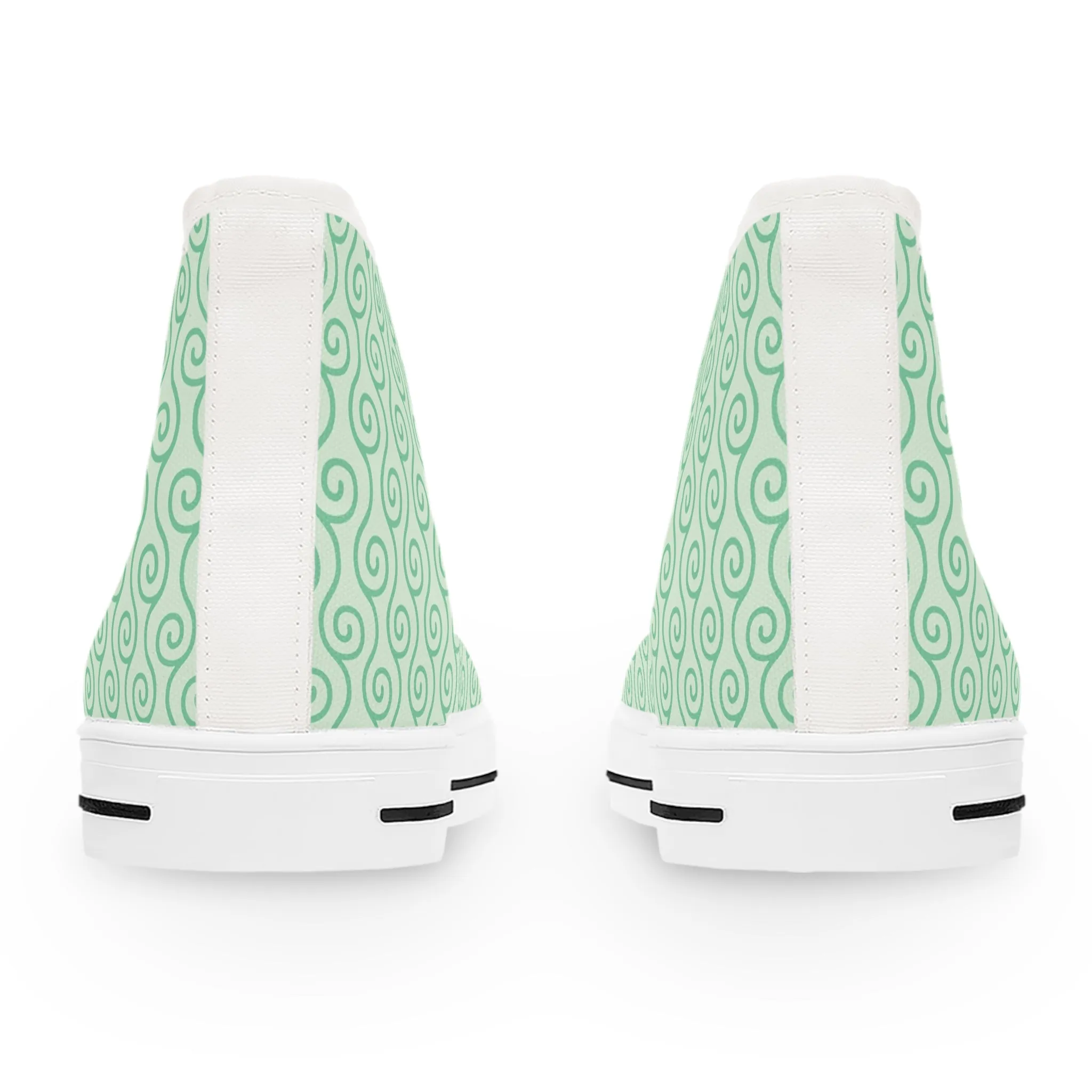 Green Wave Pattern Women's High Top Sneakers