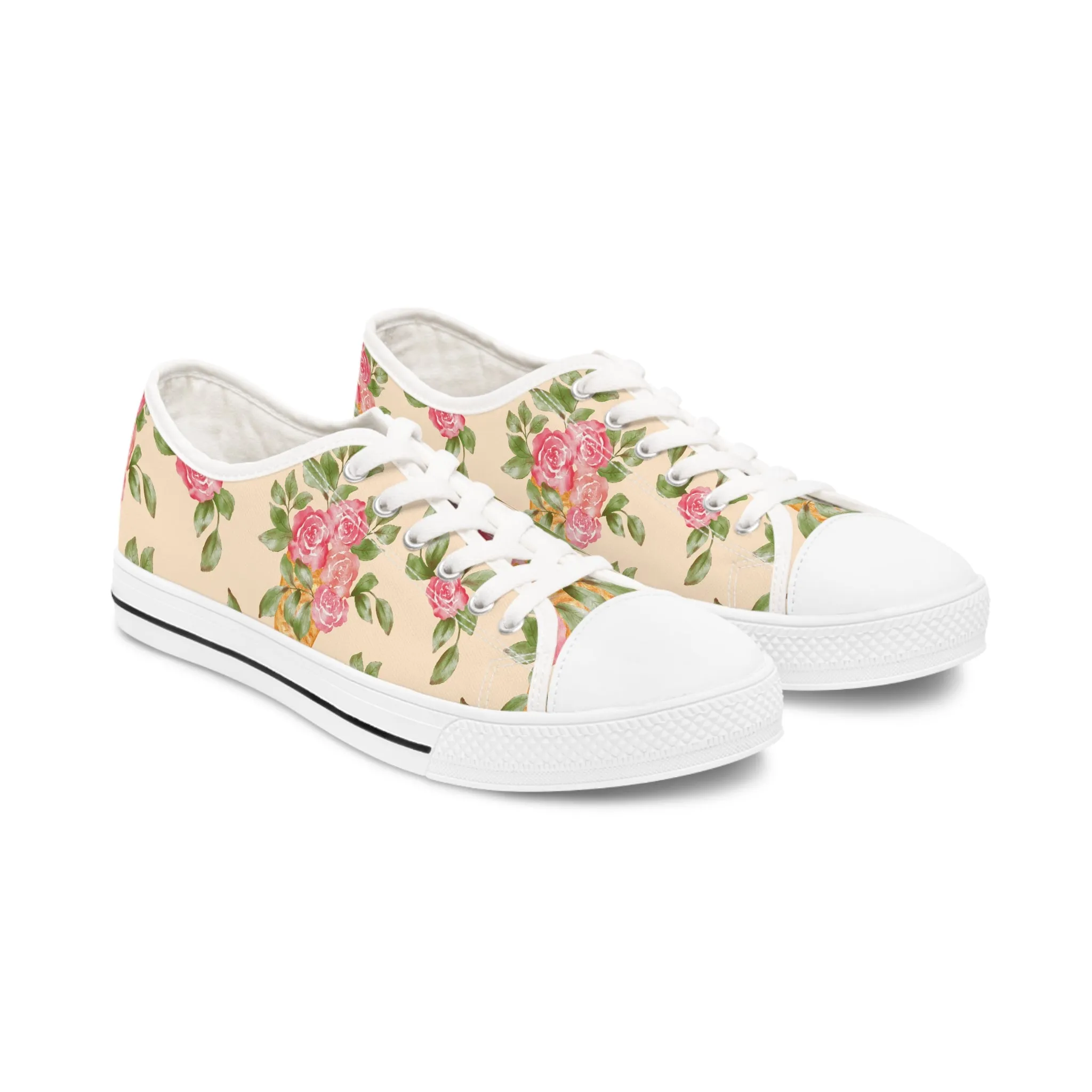 Ice Cream Waffle Cone Bouquet Women's Low Top Sneakers