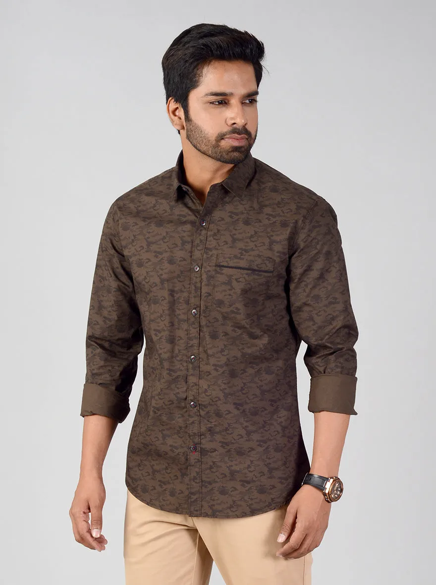 Ivy Green Printed Slim Fit Casual Shirt | Greenfibre