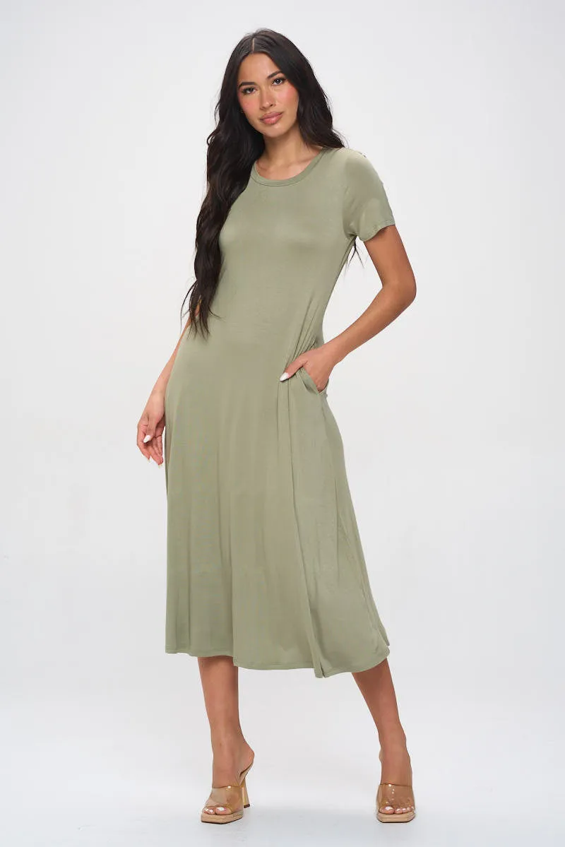 Jenesis Crewneck T-Shirt A-line Dress with Pockets