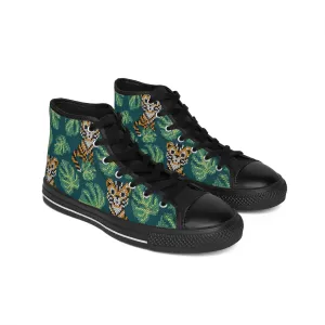 Jungle Cat Weave Pattern Women's Classic Sneakers