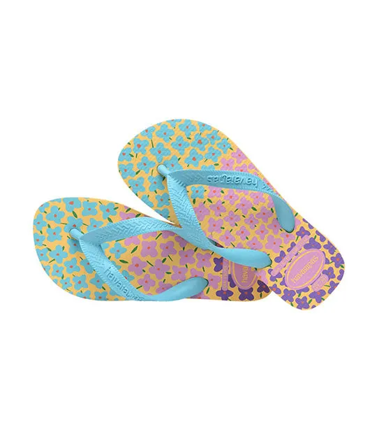 Kids Flores Flip Flops Cashew Yellow/Blue