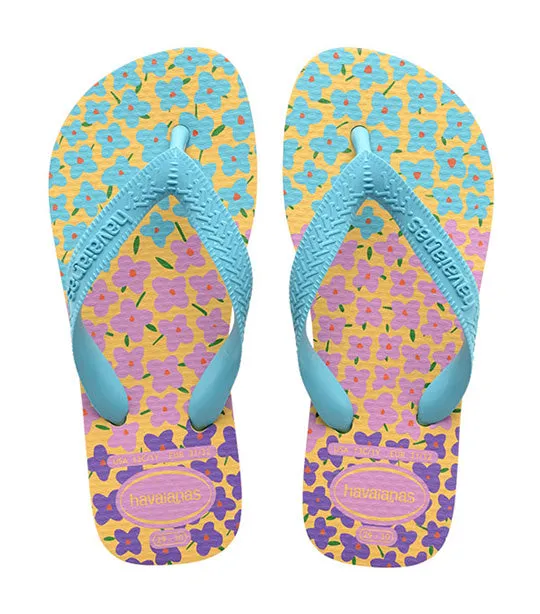 Kids Flores Flip Flops Cashew Yellow/Blue