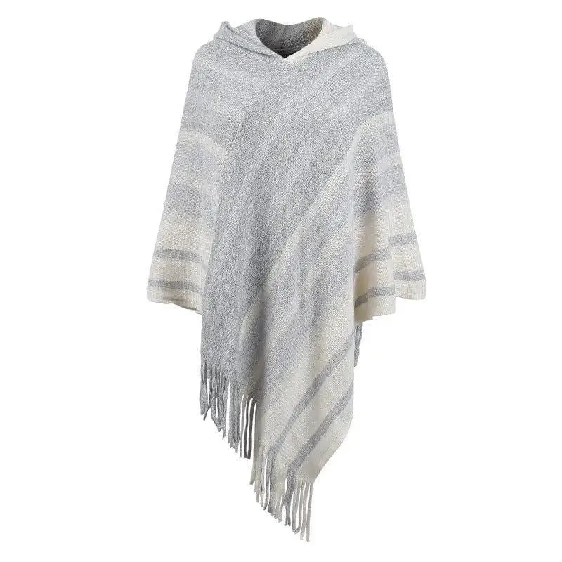 Knitted Tassel Shawl Cape Women