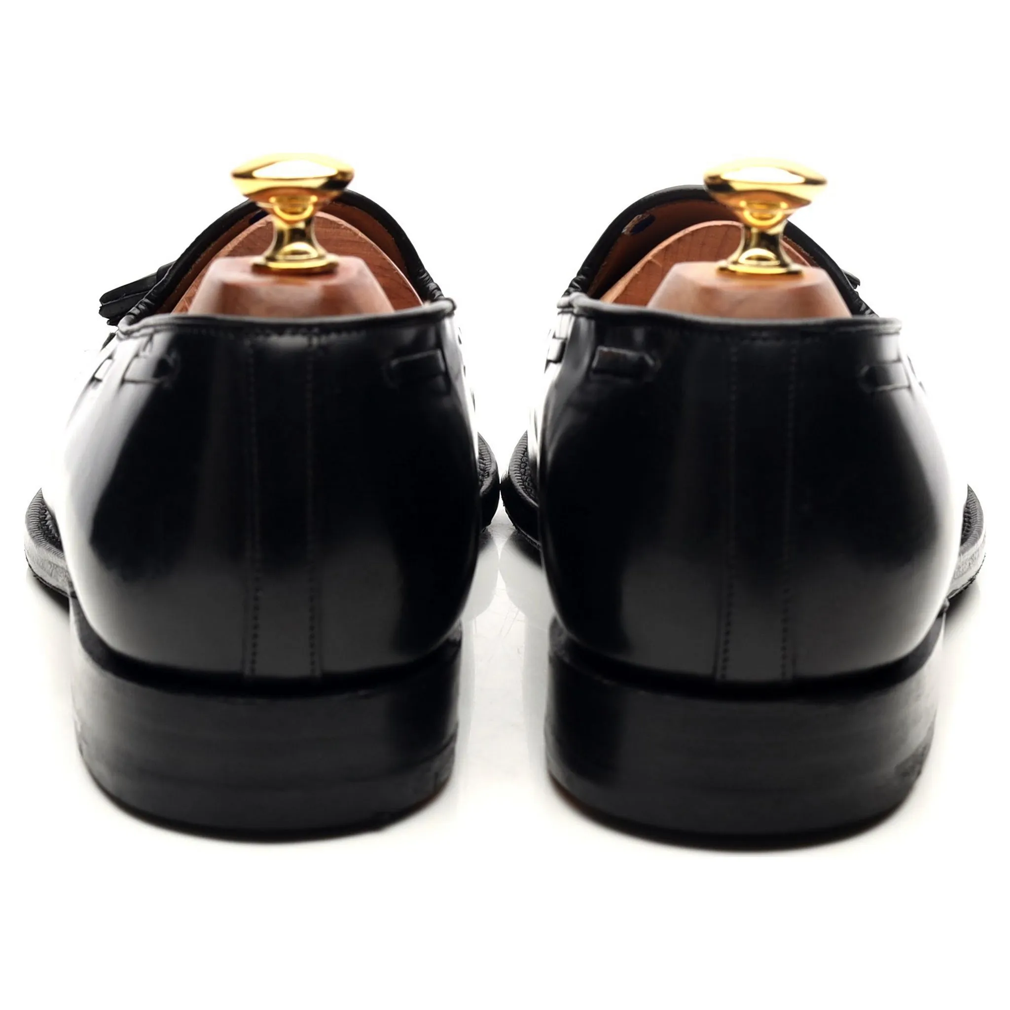 'Melbourne' Black Leather Tassel Loafers UK 9 F