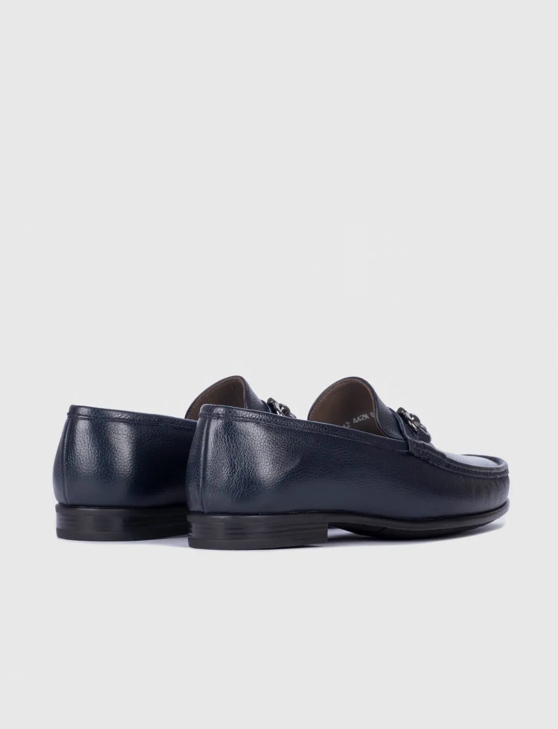 Men Navy Blue Genuine Leather Bit Loafers