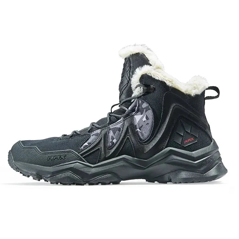 Mens Geunine Leather Hiking Shoes For Men Fleece Snow Boots Warm Trekking Walking Shoes Hiking Boots Men Sneakers Boots