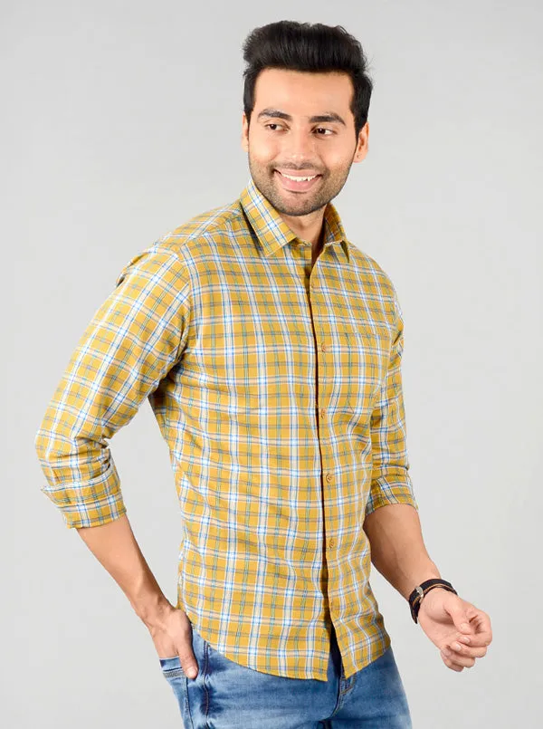 Mustard & Sky Checked Regular Fit Casual Shirt | Greenfibre