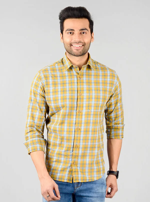 Mustard & Sky Checked Regular Fit Casual Shirt | Greenfibre