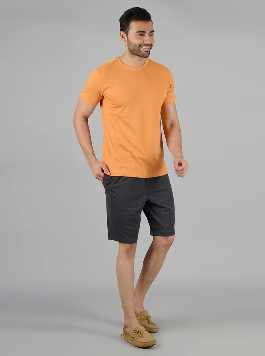 Mustard Yellow Solid Slim Fit T-Shirt | JadeBlue