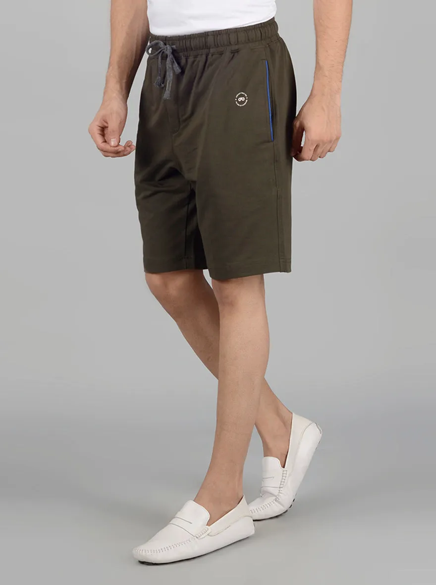 Olive Solid Regular Fit Shorts | JadeBlue