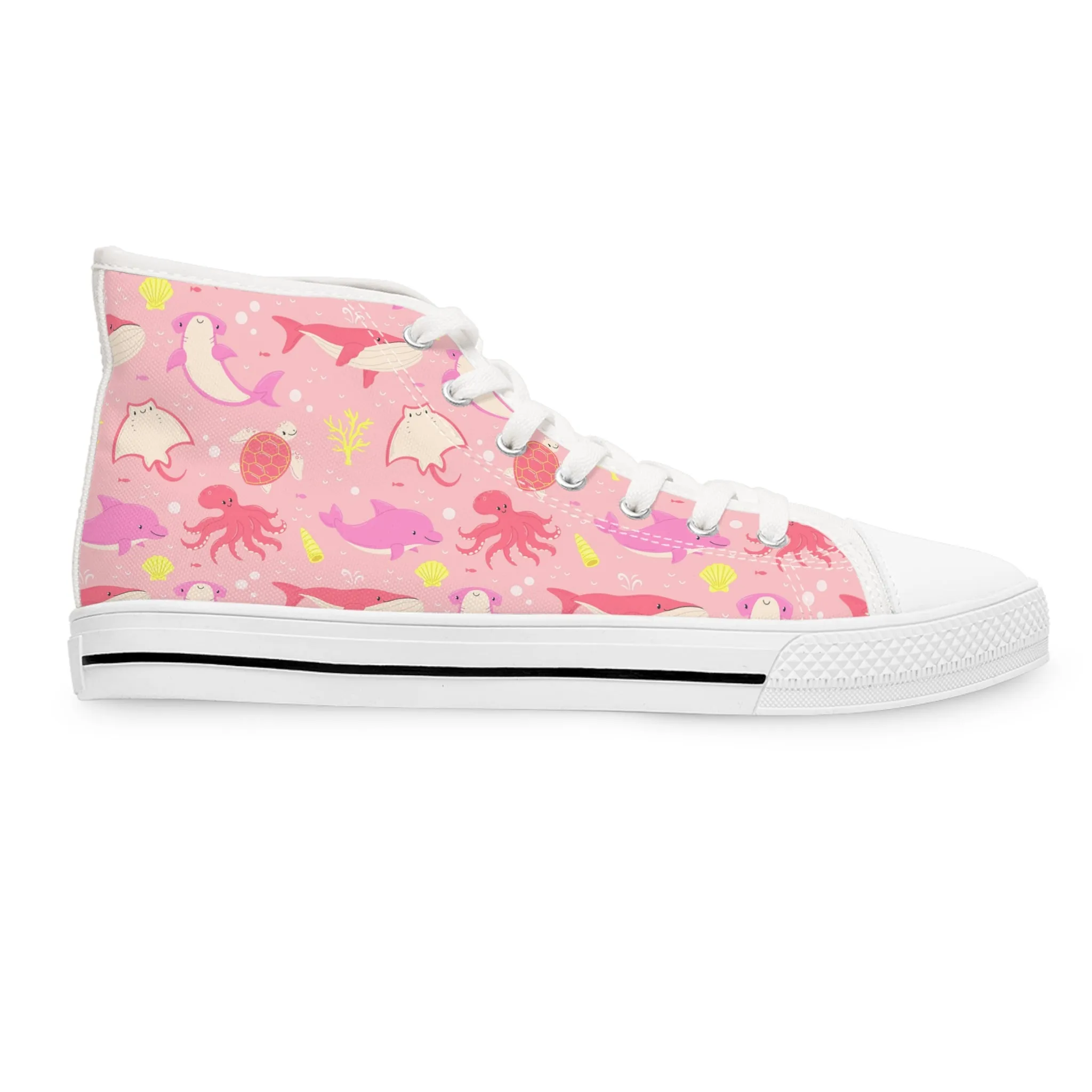 Pink Ocean Sea Life Women's High Top Sneakers