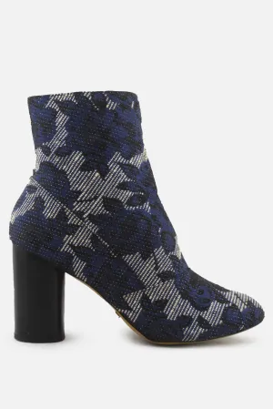 Reserved Zipper Block Heels Ankle Boots | Textile