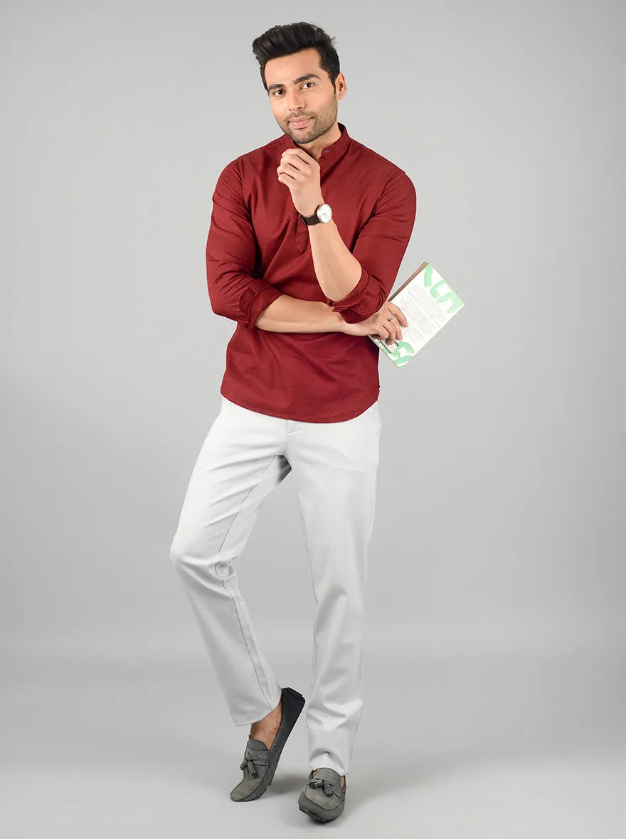 Rumba Red Solid Slim Fit Short Kurta | Greenfibre