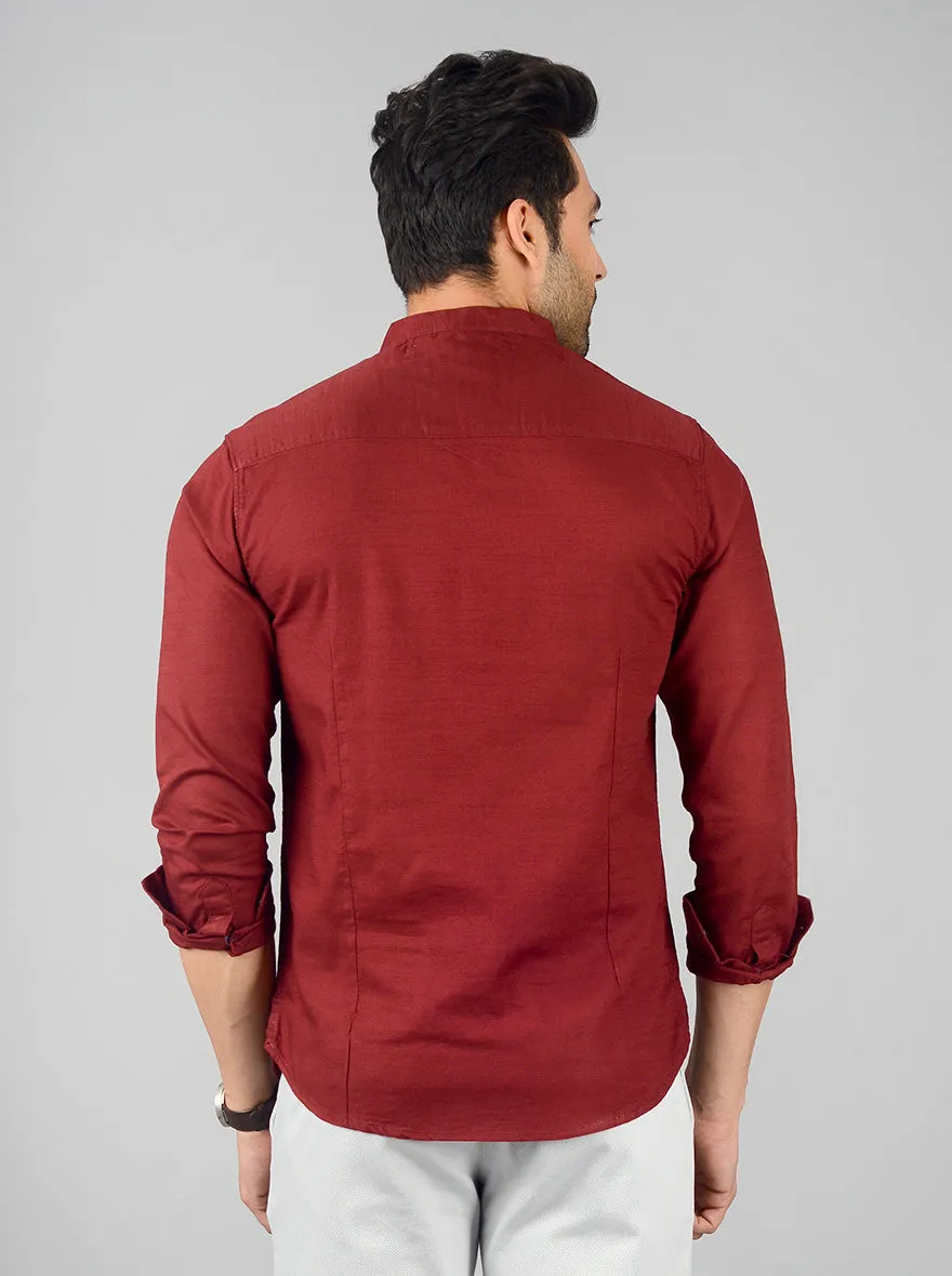 Rumba Red Solid Slim Fit Short Kurta | Greenfibre