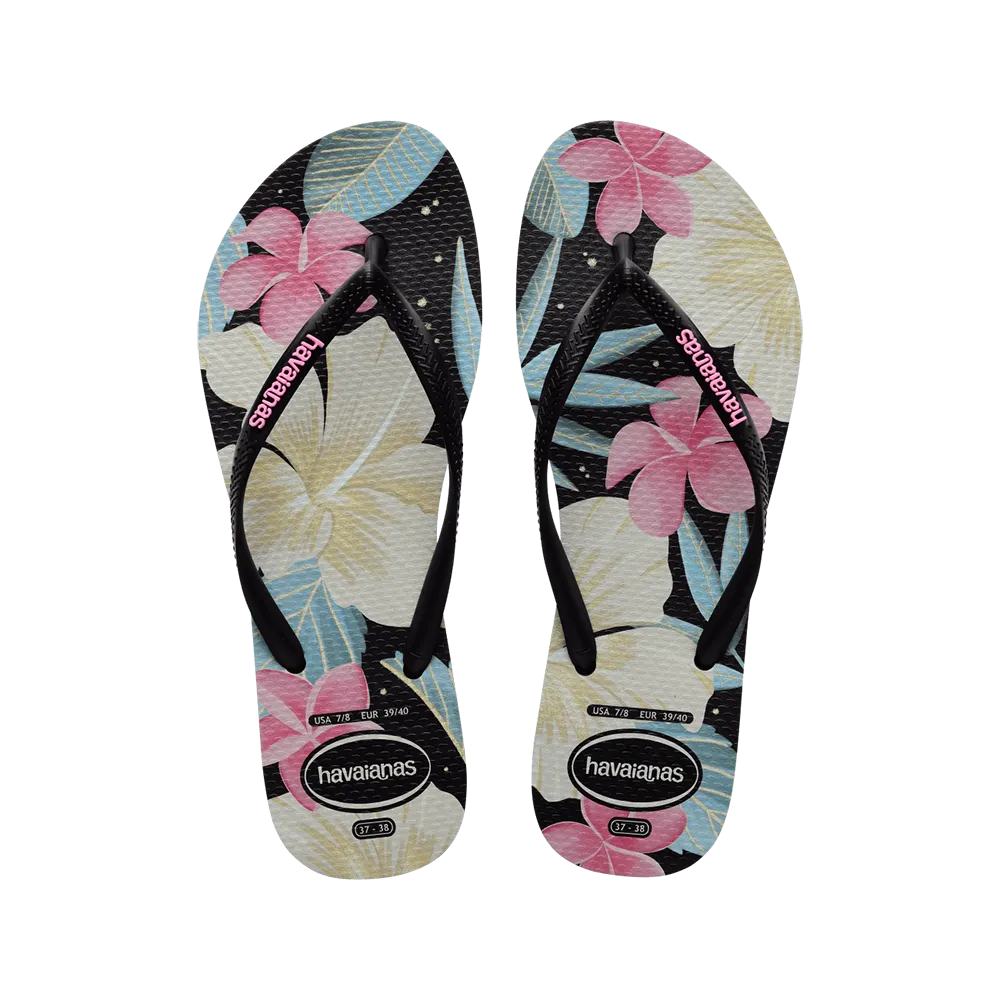 Slim Floral Flip Flops