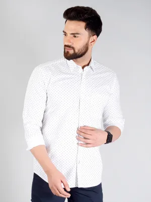 Snow White Printed Smart Fit Casual Shirt | Greenfibre