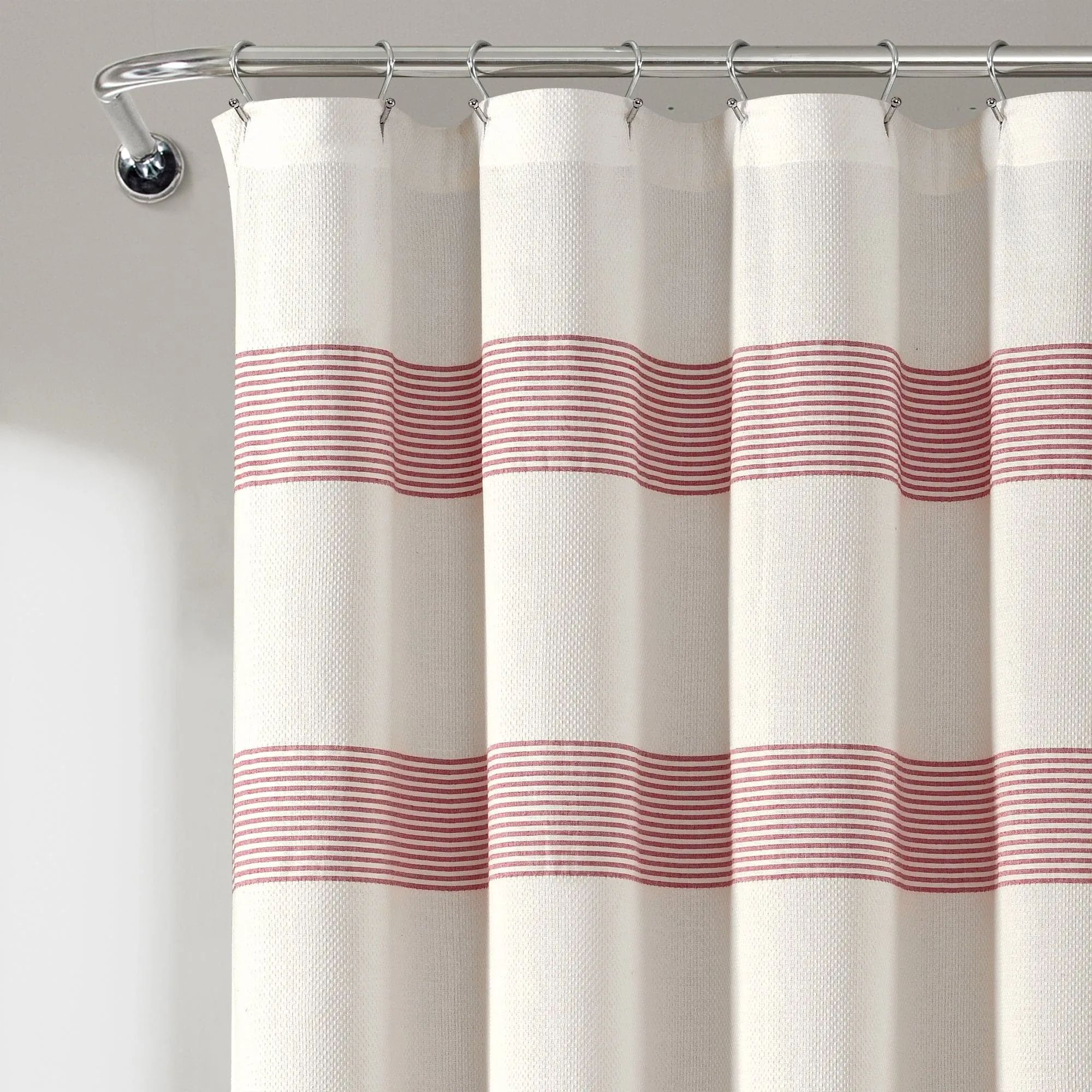 Tucker Stripe Yarn Dyed Knotted Tassel Shower Curtain