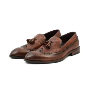 Twin Texture Wingcap Tassel Loafers