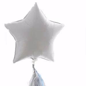 White Star Foil Balloon 20" with tassel tail