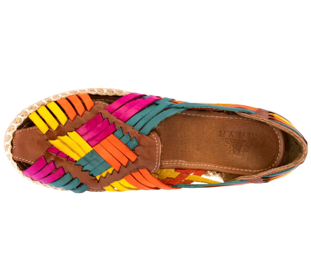 Womens Authentic Huaraches Real Leather Platform Sandals Rainbow - #106