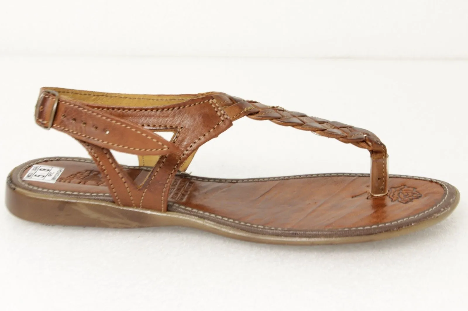 Womens Authentic Huaraches Real Leather Sandals T Strap Cognac - #232