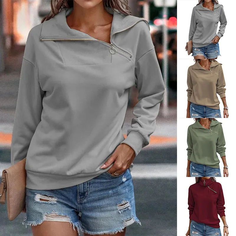 Women's Casual Sweatshirt Long Sleeve 1/4 Zipper Collar