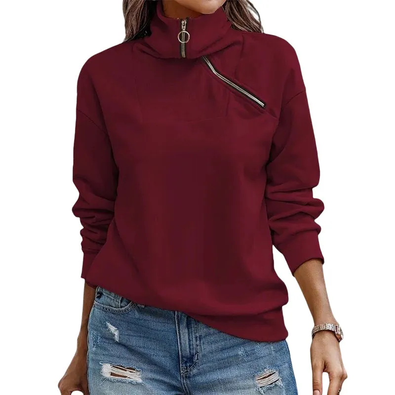 Women's Casual Sweatshirt Long Sleeve 1/4 Zipper Collar